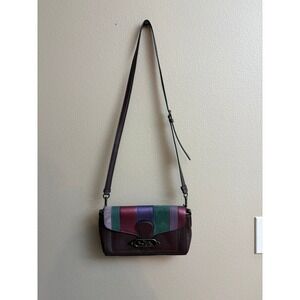 Coach Jade Messenger Bag Small Colorblock Leather Suede Crossbody Plum 91095